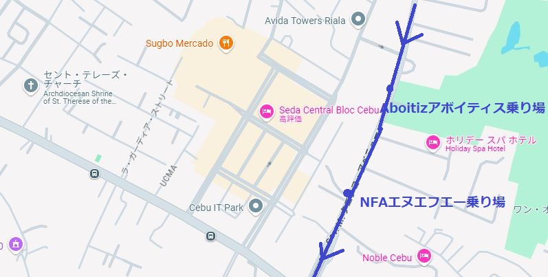 フィリピン・セブ　ITパーク近くのアボイティスとNFAの場所