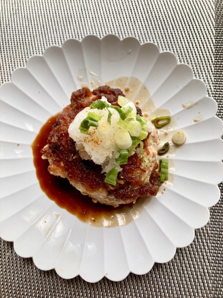 シンカマスとローカル野菜で作る和風豆腐野菜ハンバーグ