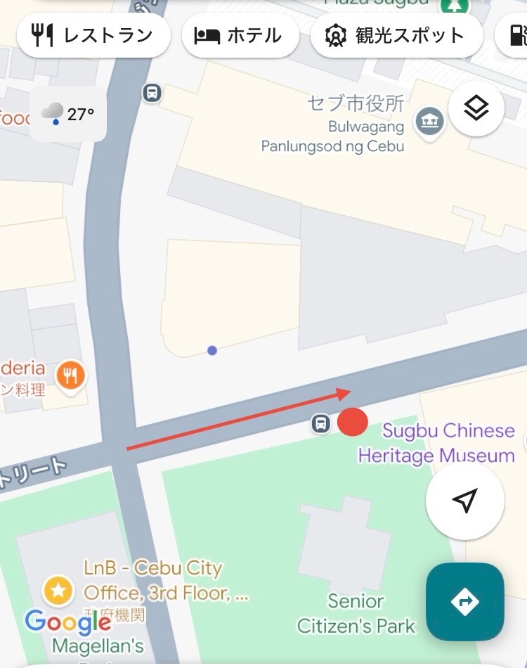 フィリピン・セブ　セブシティホール（市役所）前からITパーク行の17Bバス乗り場