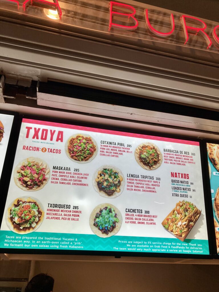 Mothership Burgers タコスメニュー　フィリピン・セブ　ITパーク　