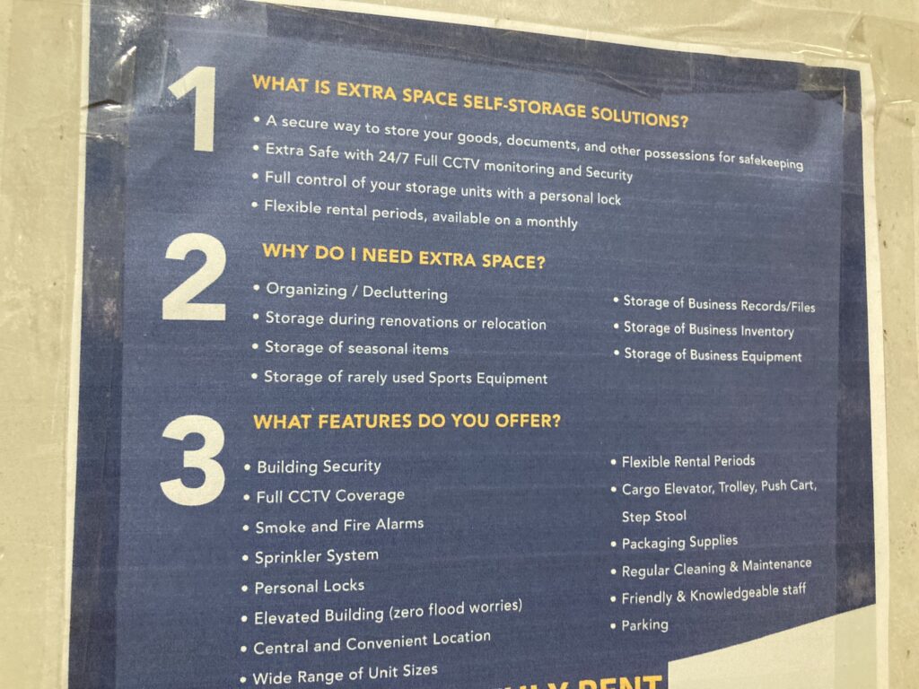 フィリピン・セブのトランクルーム（ストレージサービス）Extra Space　サービス