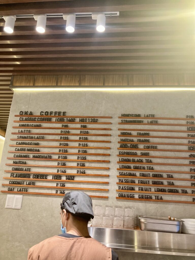 ガイサノカントリーモール一階の新パン屋さんOKA Bakery　ドリンクメニュー