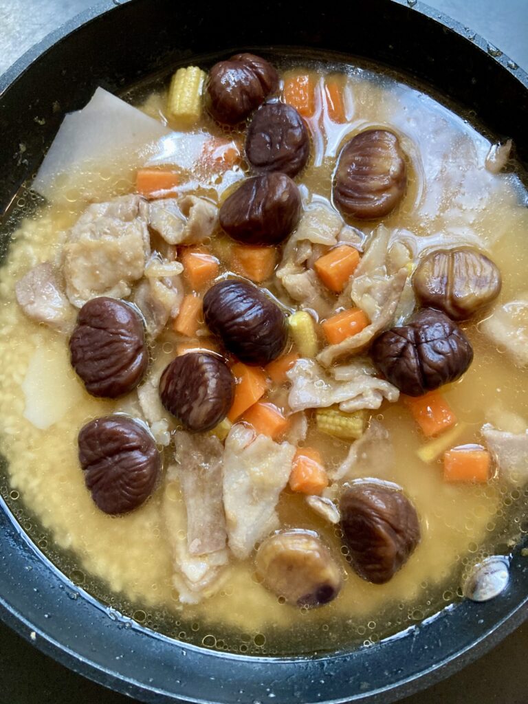 豚肉と栗の中華おこわ風炊き込みご飯　レシピ