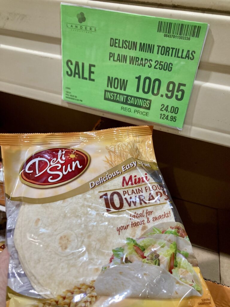 DeliSunトルティーヤ10枚入り100～125ペソ@ランダース